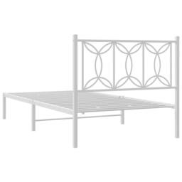 Berkfield Home Metal Bed Frame without Mattress with Headboard White 107x203cm - Size: 107x203 cm - thumbnail 6