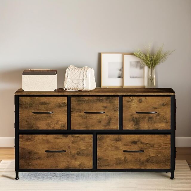 Pirlo Plush Bedroom Dresser With 5 Fabric Storage Drawers Rustic Brown - image 1