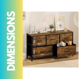 Pirlo Plush Bedroom Dresser With 5 Fabric Storage Drawers Rustic Brown - thumbnail 6