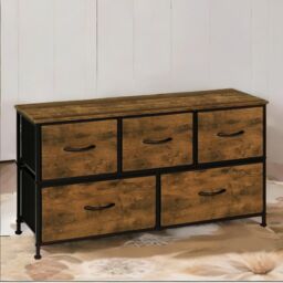 Pirlo Plush Bedroom Dresser With 5 Fabric Storage Drawers Rustic Brown - thumbnail 3