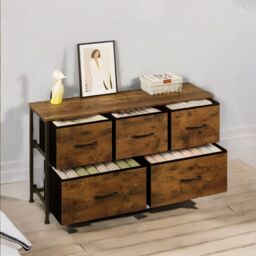 Pirlo Plush Bedroom Dresser With 5 Fabric Storage Drawers Rustic Brown - thumbnail 4