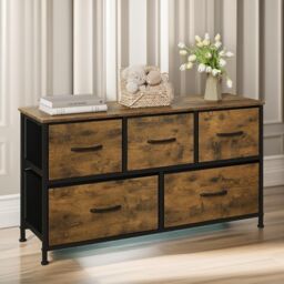 Pirlo Plush Bedroom Dresser With 5 Fabric Storage Drawers Rustic Brown - thumbnail 5