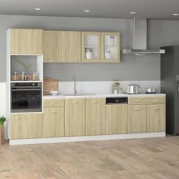 Berkfield Home 7 Piece Kitchen Cabinet Set Lyon Sonoma Oak Engineered Wood in Brown