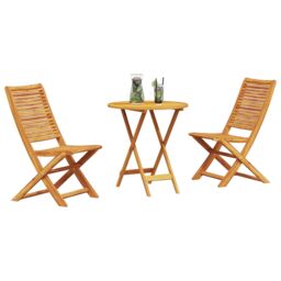 Berkfield Home 3-Piece Folding Bistro Set Made of Solid Acacia Wood in Brown - thumbnail 3