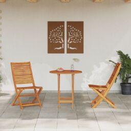 Berkfield Home 3-Piece Folding Bistro Set Made of Solid Acacia Wood in Brown - thumbnail 4