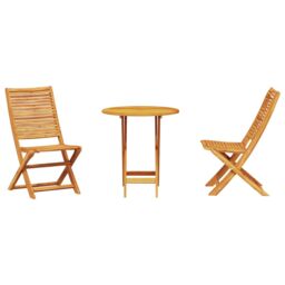 Berkfield Home 3-Piece Folding Bistro Set Made of Solid Acacia Wood in Brown - thumbnail 7
