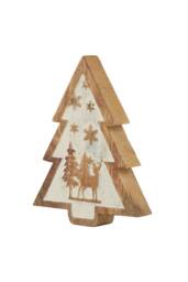 KDMD Rustic Wooden Snow Scene Tree Decoration for Winter Decor in Brown - thumbnail 1