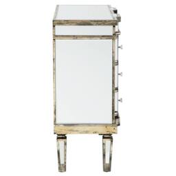 Wyld and Coco Mirrored Sideboard 6 Drawers Distressed Gold Trim in Silver - thumbnail 5