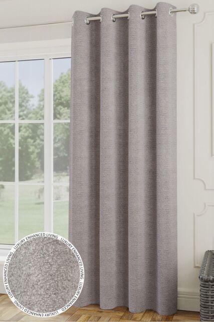 Enhanced Living 'Royale' Silver Room Darkening Boucle Readymade Door Curtain Single - Size: 168 cm width x 214 cm drop - image 1