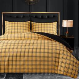 Grace Premium Double Brushed Duvet Cover Set with Fitted Sheet in Gold - Size: King - thumbnail 3