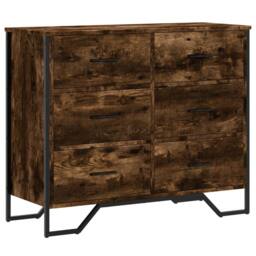 Berkfield Home Chest of Drawers Smoked Oak 91x35.5x74.5 cm Engineered wood in Brown - thumbnail 1
