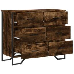 Berkfield Home Chest of Drawers Smoked Oak 91x35.5x74.5 cm Engineered wood in Brown - thumbnail 7