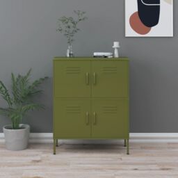 Berkfield Home Storage Cabinet Olive Green 80x35x101.5 cm Steel - thumbnail 1