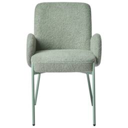 Wyld and Coco Light Green Boucle Dining Chair with Powder-Coated Iron Frame Retro - thumbnail 5
