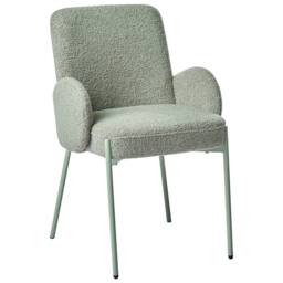 Wyld and Coco Light Green Boucle Dining Chair with Powder-Coated Iron Frame Retro - thumbnail 3