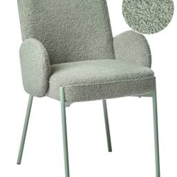 Wyld and Coco Light Green Boucle Dining Chair with Powder-Coated Iron Frame Retro - thumbnail 2