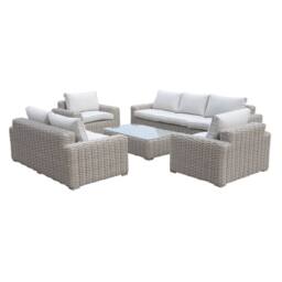 Shatchi Large 7 Seater Rattan Garden Sofa Set with Table & Thick Cushions in Beige - Size: 2 Pack - thumbnail 3