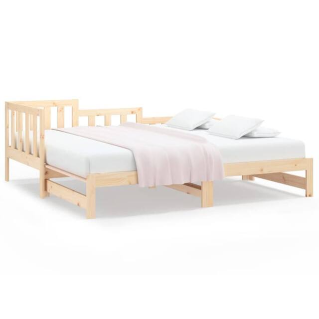 Berkfield Home Pull-out Day Bed 2x(90x190) cm Solid Wood Pine in Natural - image 1