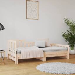 Berkfield Home Pull-out Day Bed 2x(90x190) cm Solid Wood Pine in Natural - thumbnail 4