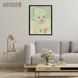 "Artery8 Roulins Baby Portrait Van Gogh Vintage Black Framed Canvas Wall Art in Green - Size: W24"" x H32""" - thumbnail 3