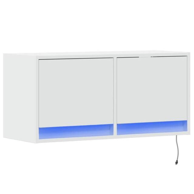 Berkfield Home TV Wall Cabinet with LED Lights White 80x31x35 cm - Size: 80 x 31 x 35 cm - image 1