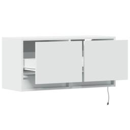 Berkfield Home TV Wall Cabinet with LED Lights White 80x31x35 cm - Size: 80 x 31 x 35 cm - thumbnail 9