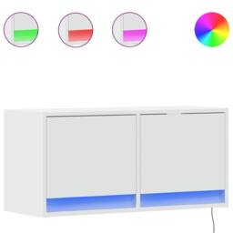 Berkfield Home TV Wall Cabinet with LED Lights White 80x31x35 cm - Size: 80 x 31 x 35 cm - thumbnail 3