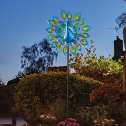 mysmartbuy Peacock Wind Spinner with Solar Powered LED Crackle Glass Globe - thumbnail 4