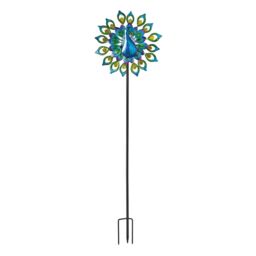 mysmartbuy Peacock Wind Spinner with Solar Powered LED Crackle Glass Globe - thumbnail 5