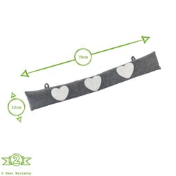 Nicola Spring Herringbone Draught Excluders - 78.5cm - Heart - Pack of 2 in Grey - thumbnail 3