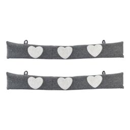 Nicola Spring Herringbone Draught Excluders - 78.5cm - Heart - Pack of 2 in Grey