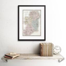 "Artery8 Map 1850 Hall Ireland Frame Wooden 12x16"" Framed Art Print in Beige - Size: W12"" x H16""" - thumbnail 2