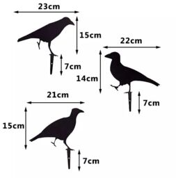 Marco Paul 3x Metal Crow Target Set Free Standing Deterrent Decoy Metal Birds Hunting Shoot in Black - thumbnail 6