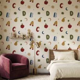 Arthouse Alphafruit Cream, Yellow & Olive Wallpaper - thumbnail 2
