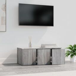 Berkfield Home TV Cabinet Grey Sonoma 80x34x30 cm Engineered Wood - Size: 80 x 34 x 30 cm - thumbnail 4