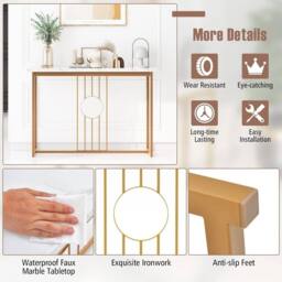 NESTLUNE Console Table Faux Marble Sofa Side End Table in White - Size: 100 cm x 15 cm - thumbnail 5