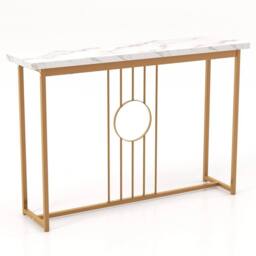 NESTLUNE Console Table Faux Marble Sofa Side End Table in White - Size: 100 cm x 15 cm