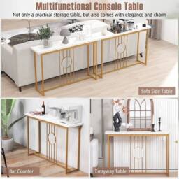 NESTLUNE Console Table Faux Marble Sofa Side End Table in White - Size: 100 cm x 15 cm - thumbnail 4