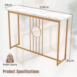 NESTLUNE Console Table Faux Marble Sofa Side End Table in White - Size: 100 cm x 15 cm - thumbnail 2