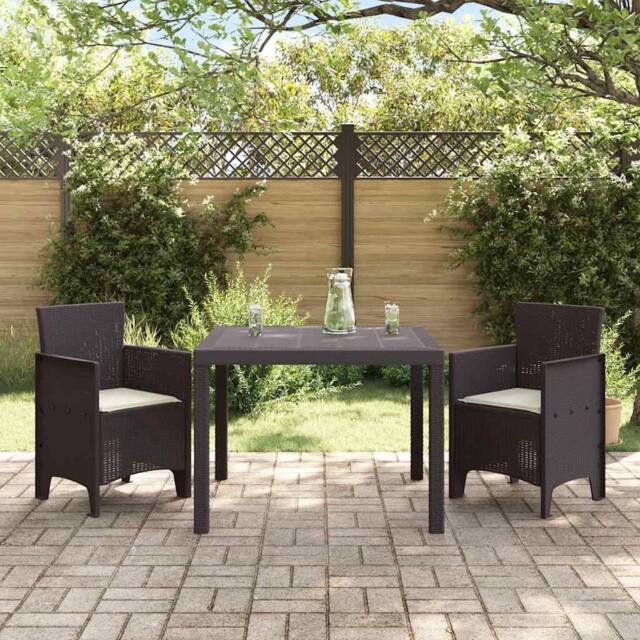 Berkfield Home Modern Garden Dining Set 3-Piece Set Brown Resin Sturdy Rectangular - image 1