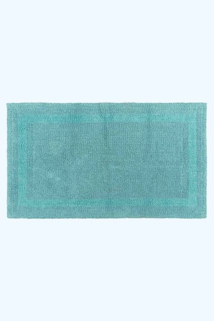 Homescapes Luxury Bath Mat Reversible 100% Cotton 1600GSM, 50 x 80cm, Extra Soft in Aqua - Size: 50 x 80 cm - image 1