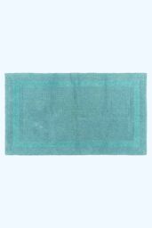Homescapes Luxury Bath Mat Reversible 100% Cotton 1600GSM, 50 x 80cm, Extra Soft in Aqua - Size: 50 x 80 cm - thumbnail 1