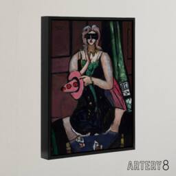 "Artery8 Carnival Mask Green Violet & Pink Beckmann Black Framed Canvas Art - Size: W12"" x H16""" - thumbnail 2