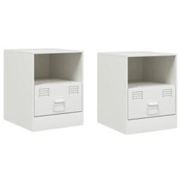 Berkfield Home Stylish Bedside Cabinets 2 pcs White 34.5x39x44 cm Steel - thumbnail 3