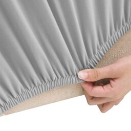 Berkfield Home 2-Seater Stretch Couch Slipcover Grey Polyester Jersey - thumbnail 3