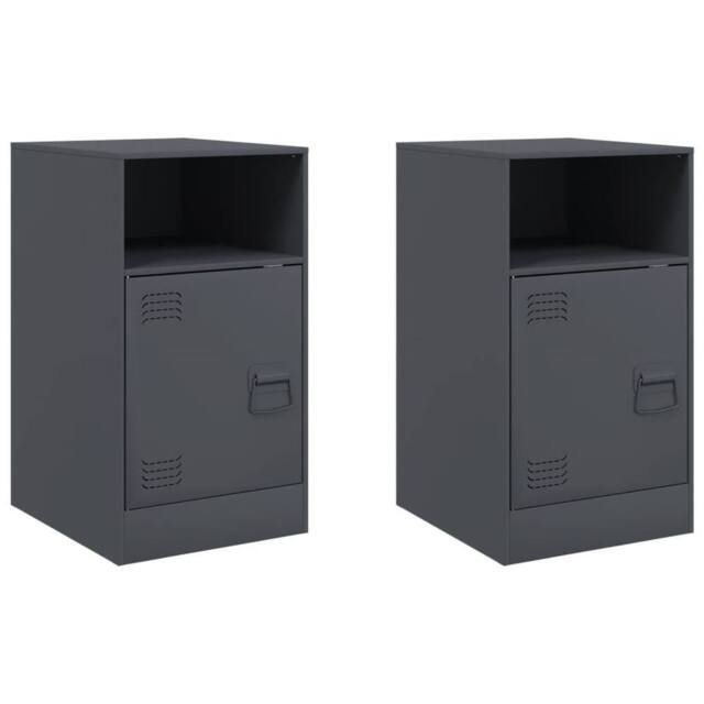 Berkfield Home Bedside Cabinets 2pcs Anthracite 34.5x39x62 cm Steel in Charcoal - image 1
