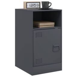 Berkfield Home Bedside Cabinets 2pcs Anthracite 34.5x39x62 cm Steel in Charcoal - thumbnail 3