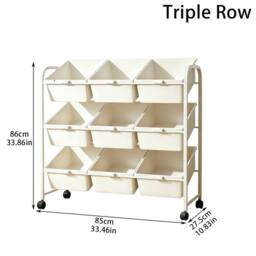 Kelvenix Triple Row Mobile Metal Plastic Office Storage Cart Shelf in White - Size: 0.6m2 - thumbnail 2