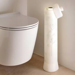 Clarsen Decorative Toilet Roll Tower - Elegant Rose Design, Holds 5 Rolls in White - thumbnail 1