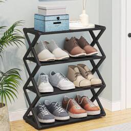 Kelvenix Black Compact 4 Layer Shoe Rack Storage - Size: 0.6m2 - thumbnail 3